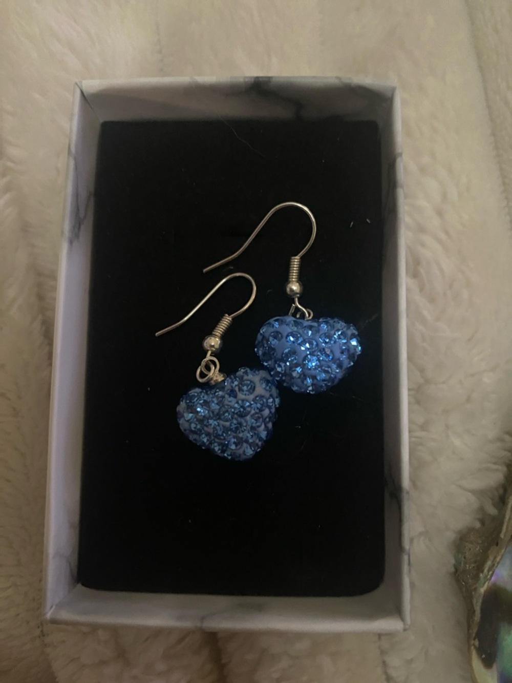 Blue Heart Swarovski Crystal Drop Earrings